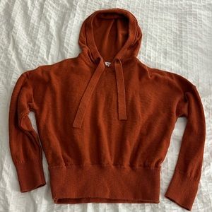 Madewell Cropped Hoodie with Drawstrings in Burnt Orange - size small
